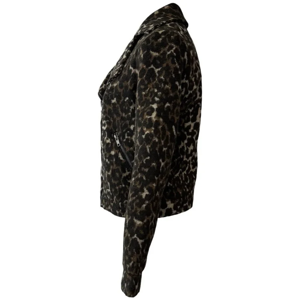 |EUC| GREYLIN {Anthropologie} Animal Print Knit Moto Zip Jacket